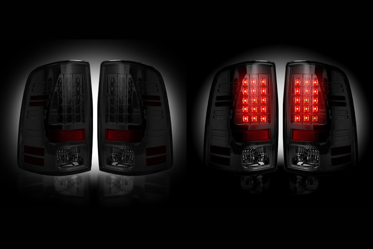 Recon Smoked LED Tail Light Set 02-06 Dodge Ram